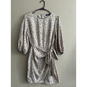 VICI Printed Tie Waist Wrap Dress Tan Black Womens MEDIUM